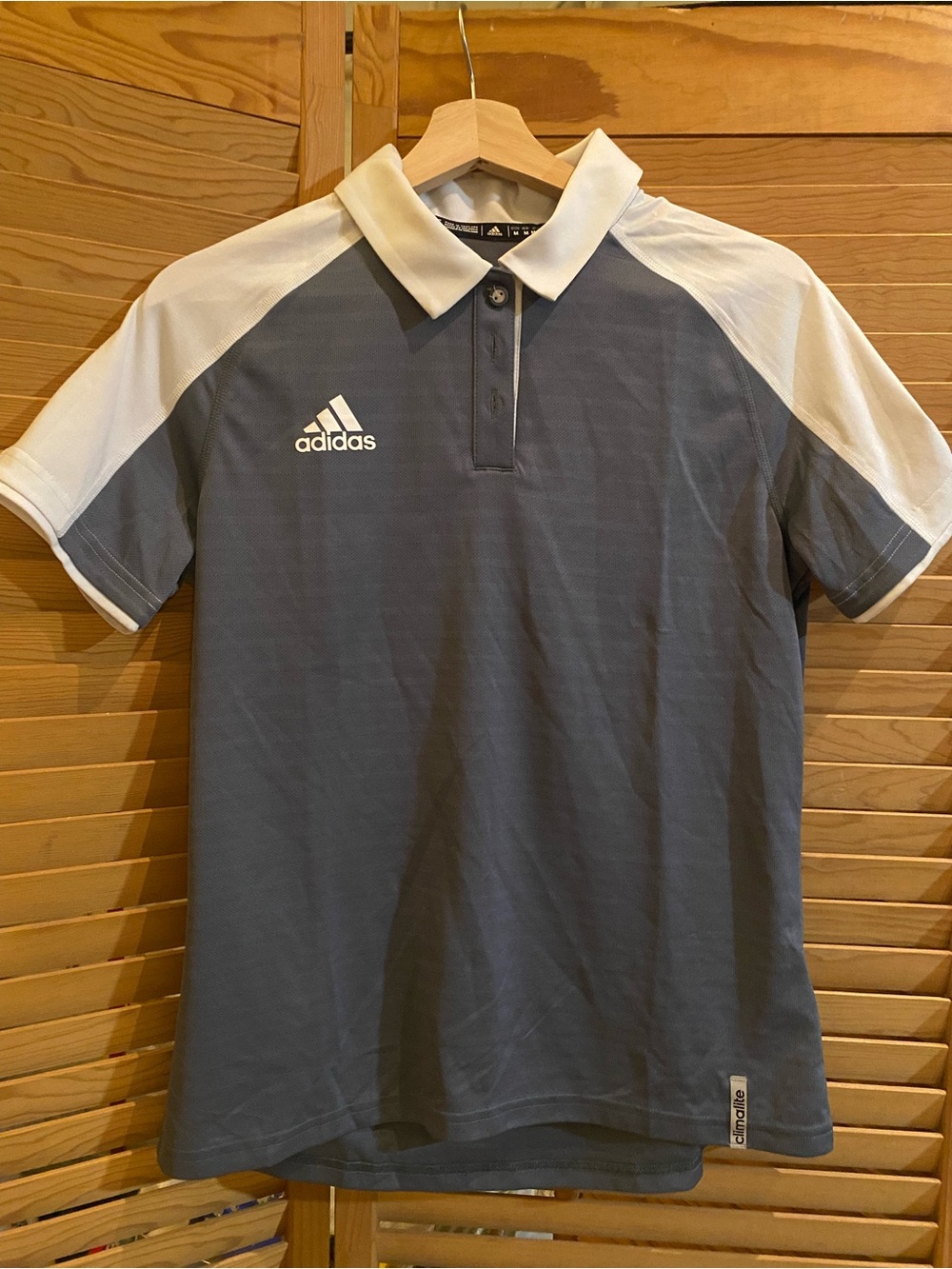 adidas Women’s Gray Polo with White Shoulder Panels